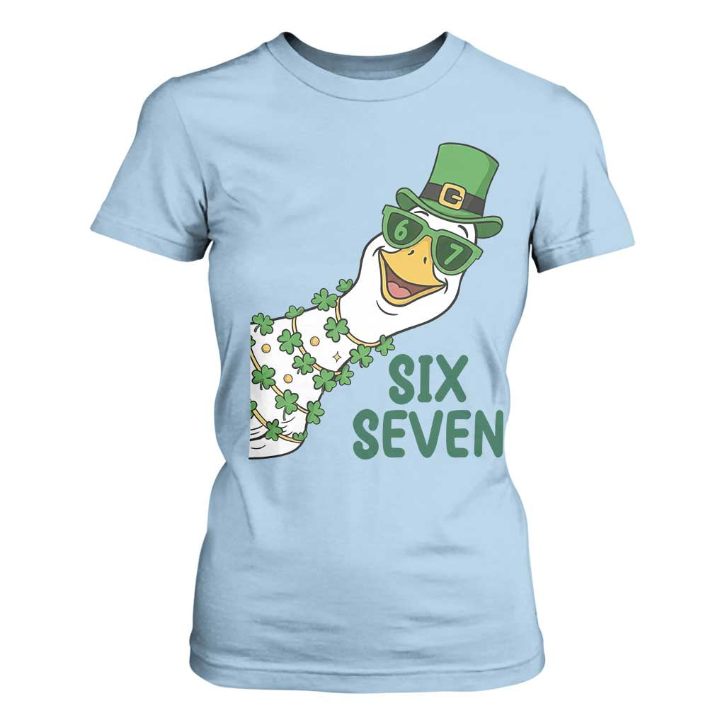 Chaotic Goose Six Seven Meme T Shirt For Women Funny St Patricks Day Gift TS12 Light Blue Print Your Wear