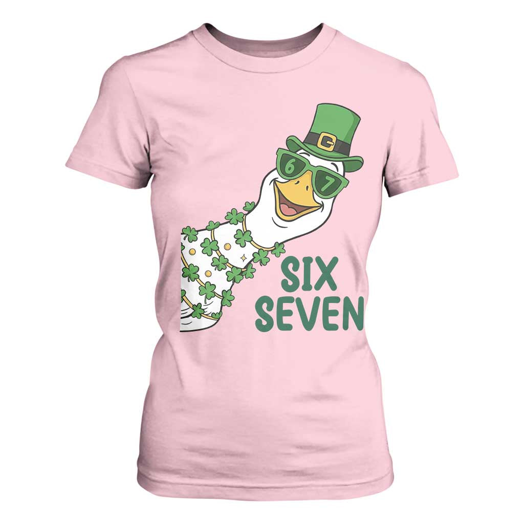 Chaotic Goose Six Seven Meme T Shirt For Women Funny St Patricks Day Gift TS12 Light Pink Print Your Wear