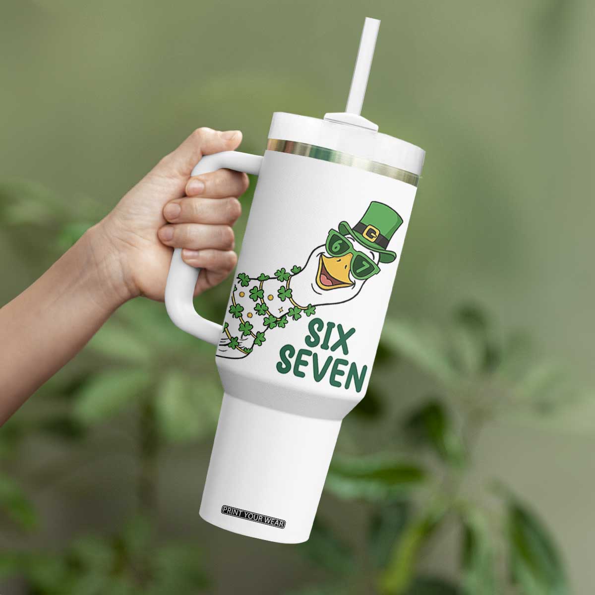 Chaotic Goose Six Seven Meme Tumbler With Handle Funny St Patricks Day Gift TS12 Print Your Wear