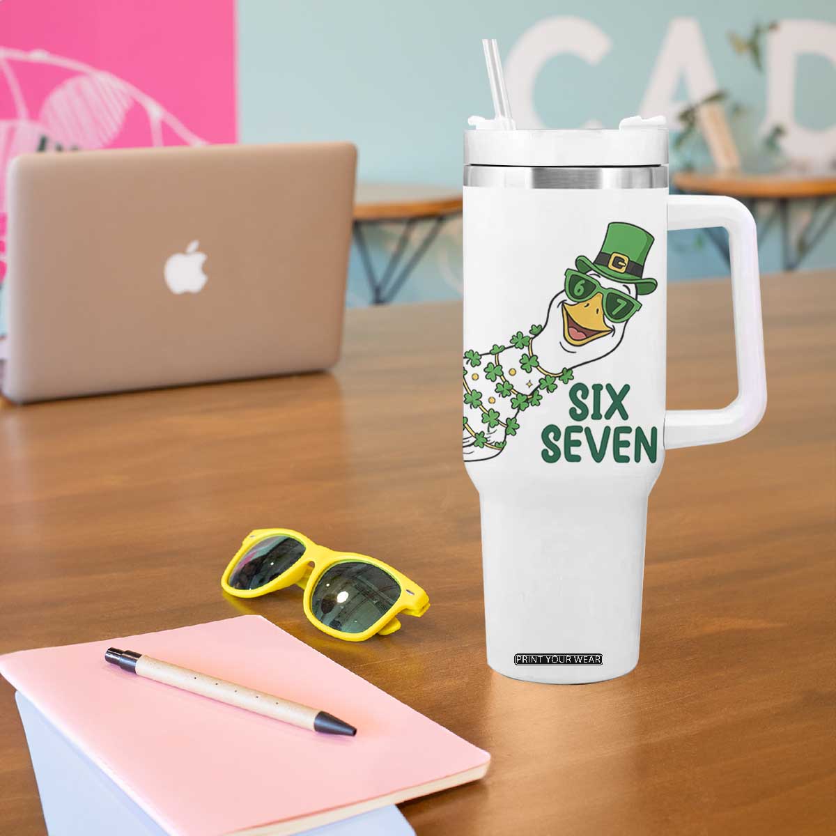 Chaotic Goose Six Seven Meme Tumbler With Handle Funny St Patricks Day Gift TS12 Print Your Wear