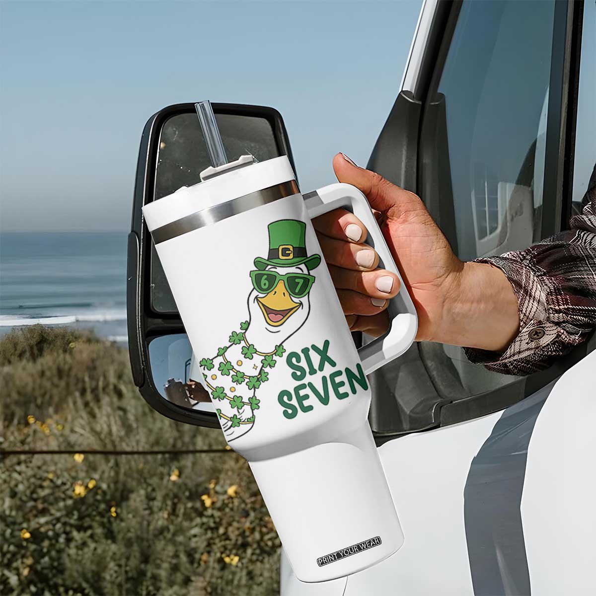 Chaotic Goose Six Seven Meme Tumbler With Handle Funny St Patricks Day Gift TS12 Print Your Wear