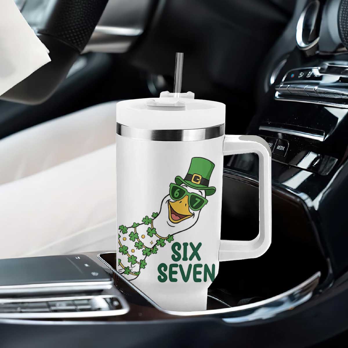 Chaotic Goose Six Seven Meme Tumbler With Handle Funny St Patricks Day Gift TS12 Print Your Wear
