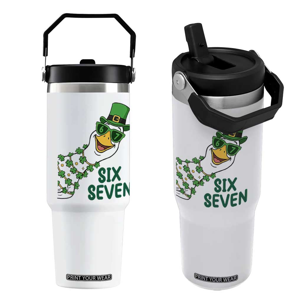 Chaotic Goose Six Seven Meme Flip Straw Tumbler Funny St Patricks Day Gift TS12 One Size: 30 oz White Print Your Wear