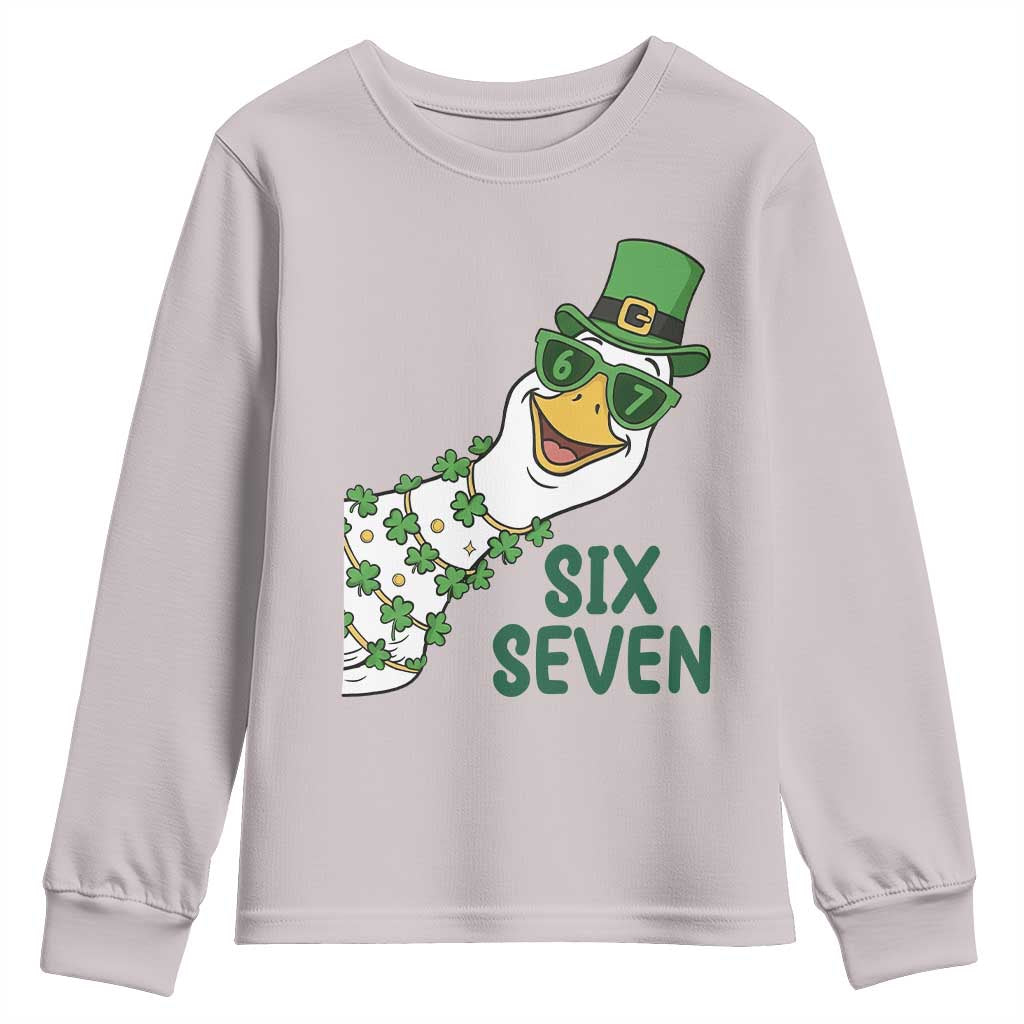 Chaotic Goose Six Seven Meme Youth Sweatshirt Funny St Patricks Day Gift TS12 Ice Gray Print Your Wear