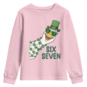 Chaotic Goose Six Seven Meme Youth Sweatshirt Funny St Patricks Day Gift TS12 Light Pink Print Your Wear