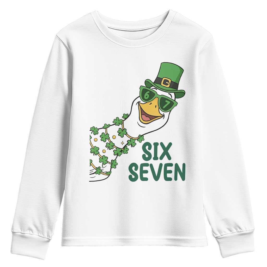 Chaotic Goose Six Seven Meme Youth Sweatshirt Funny St Patricks Day Gift TS12 White Print Your Wear