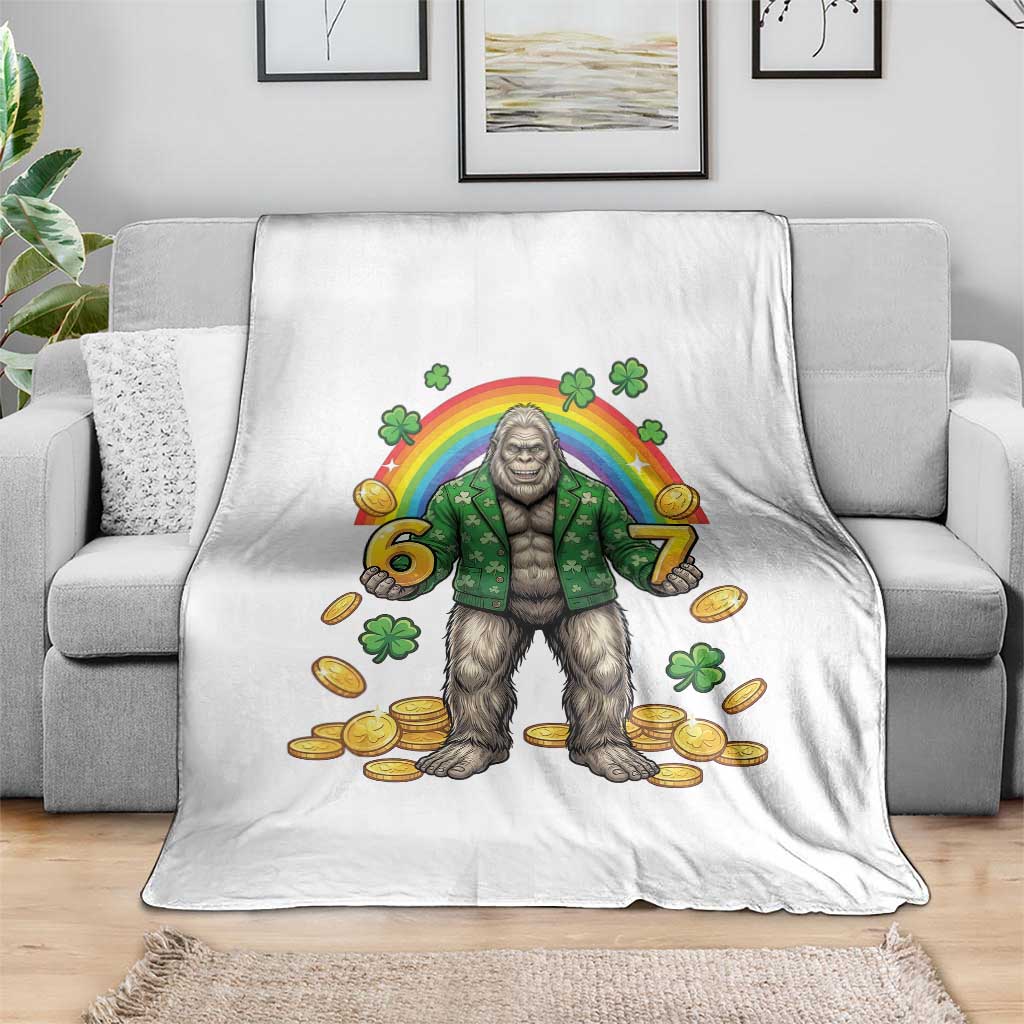 Bigfoot Six Seven Meme Throw Blanket Funny St Patricks Day Gift TS12 Print Your Wear