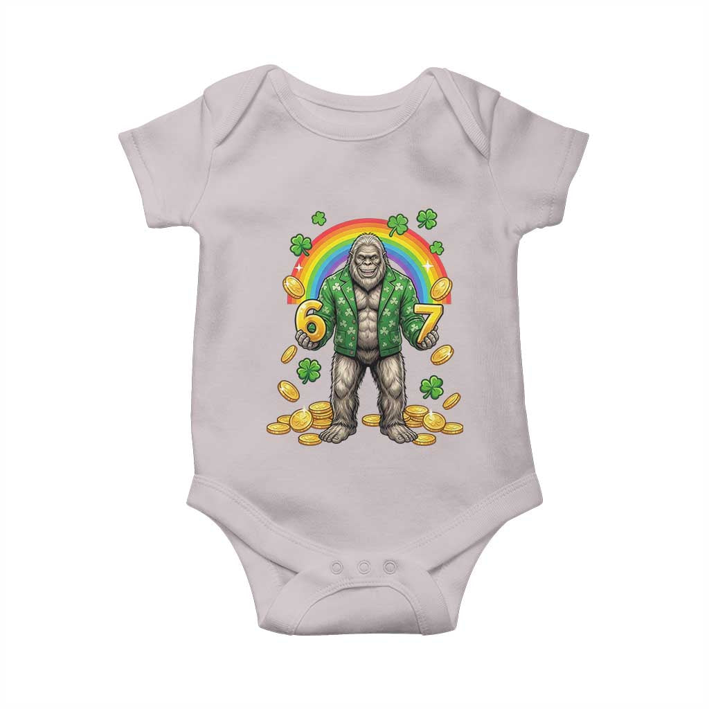 Bigfoot Six Seven Meme Baby Onesie Funny St Patricks Day Gift TS12 Ice Gray Print Your Wear