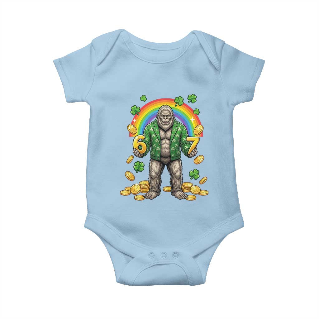Bigfoot Six Seven Meme Baby Onesie Funny St Patricks Day Gift TS12 Light Blue Print Your Wear