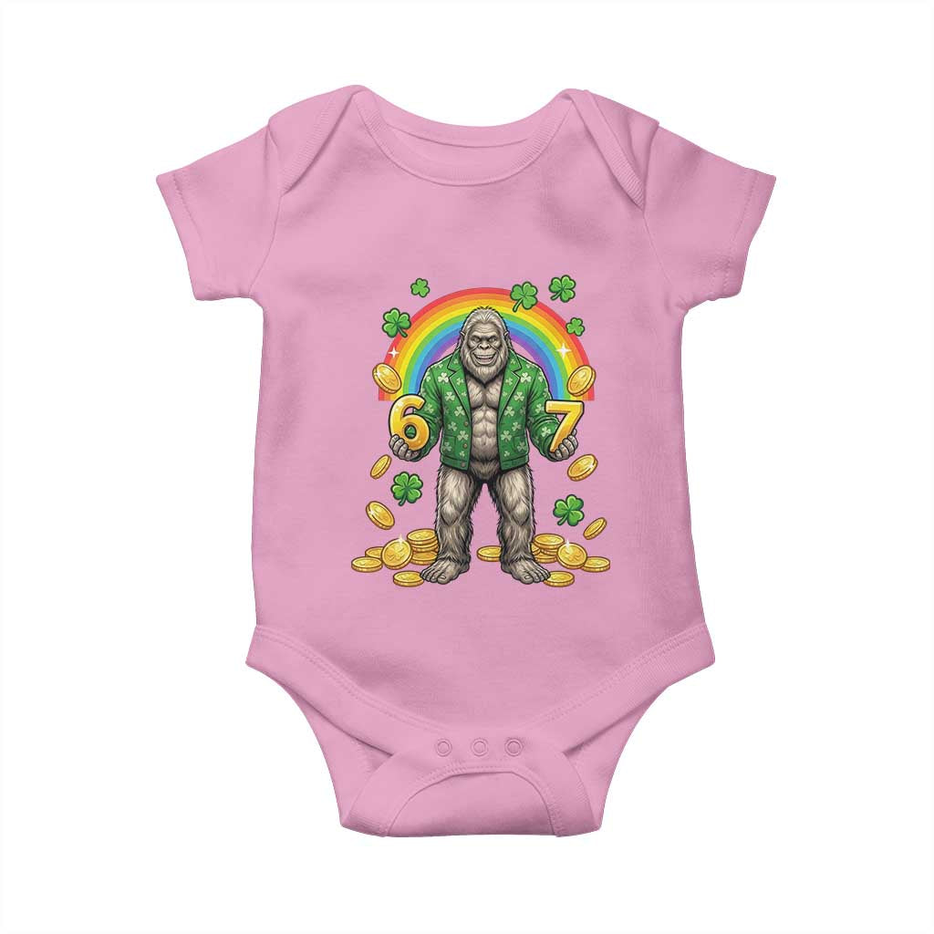 Bigfoot Six Seven Meme Baby Onesie Funny St Patricks Day Gift TS12 Light Pink Print Your Wear