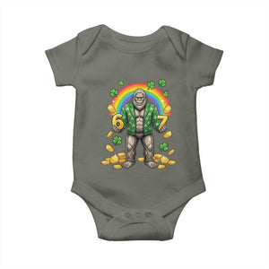 Bigfoot Six Seven Meme Baby Onesie Funny St Patricks Day Gift TS12 Military Green Print Your Wear