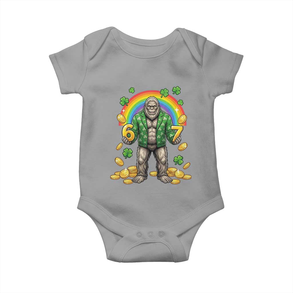 Bigfoot Six Seven Meme Baby Onesie Funny St Patricks Day Gift TS12 Sport Gray Print Your Wear