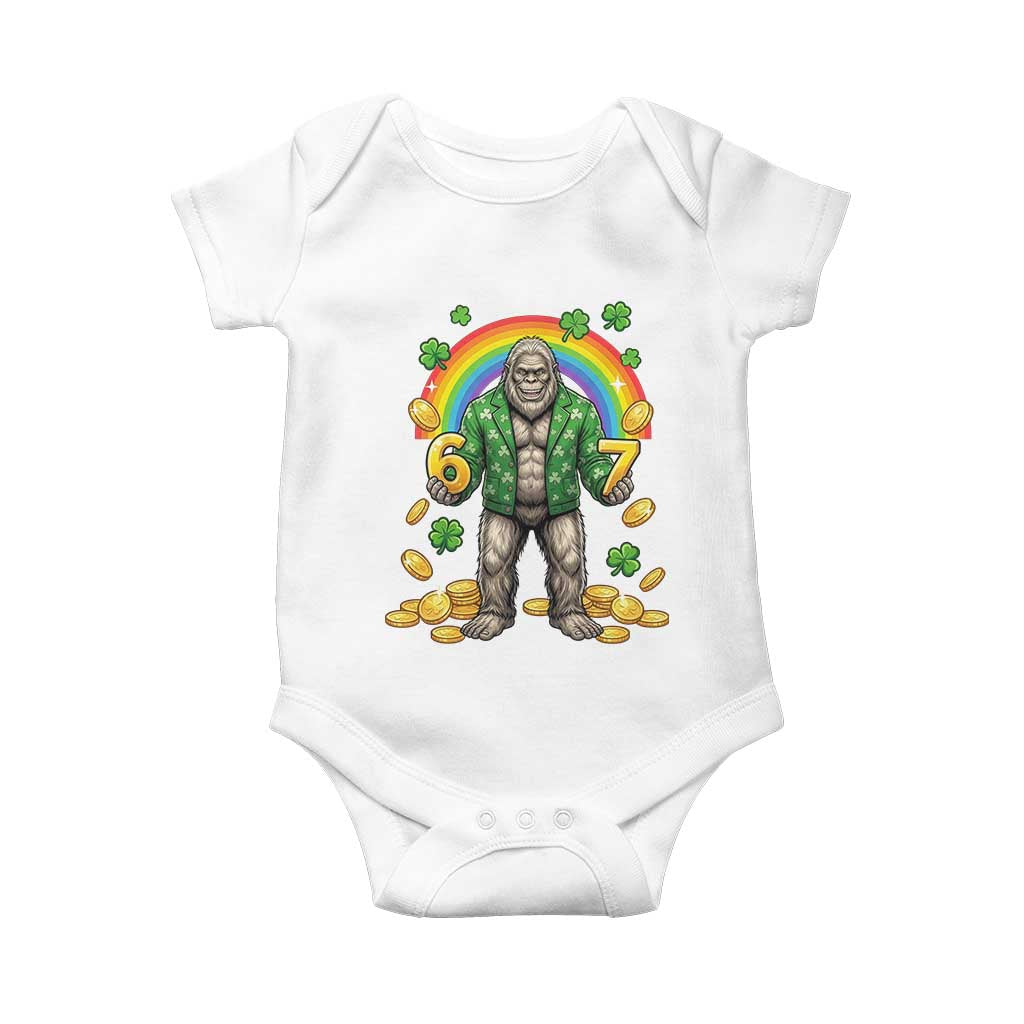 Bigfoot Six Seven Meme Baby Onesie Funny St Patricks Day Gift TS12 White Print Your Wear
