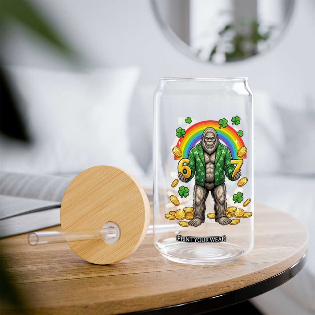 Bigfoot Six Seven Meme Glass Can Funny St Patricks Day Gift TS12 Print Your Wear
