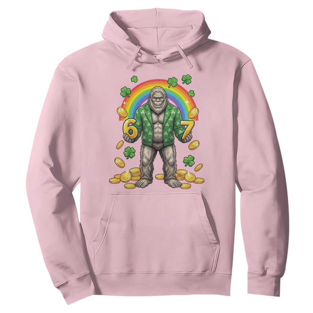 Bigfoot Six Seven Meme Hoodie Funny St Patricks Day Gift TS12 Light Pink Print Your Wear