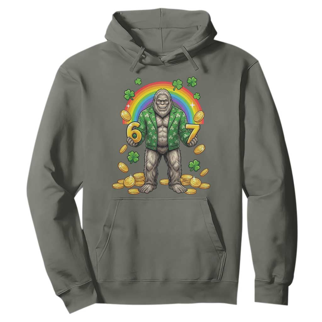 Bigfoot Six Seven Meme Hoodie Funny St Patricks Day Gift TS12 Military Green Print Your Wear
