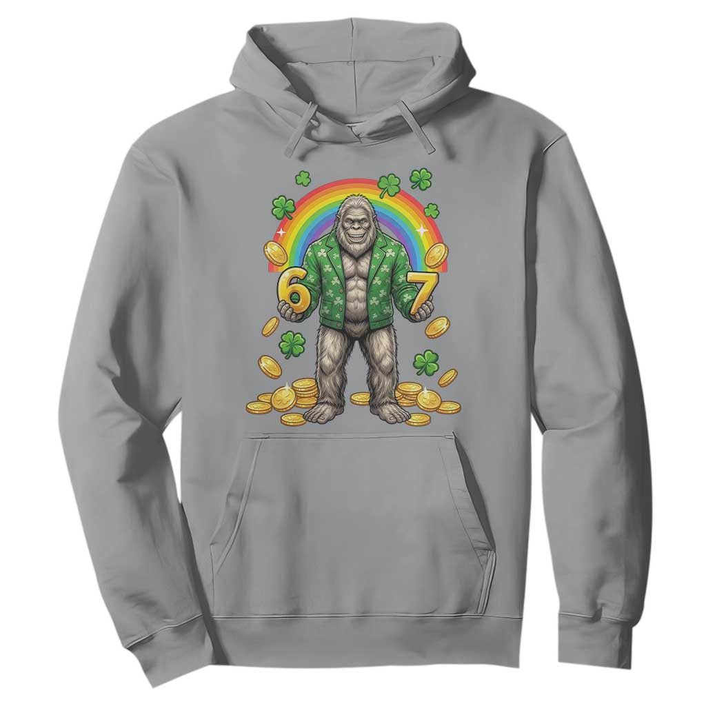 Bigfoot Six Seven Meme Hoodie Funny St Patricks Day Gift TS12 Sport Gray Print Your Wear