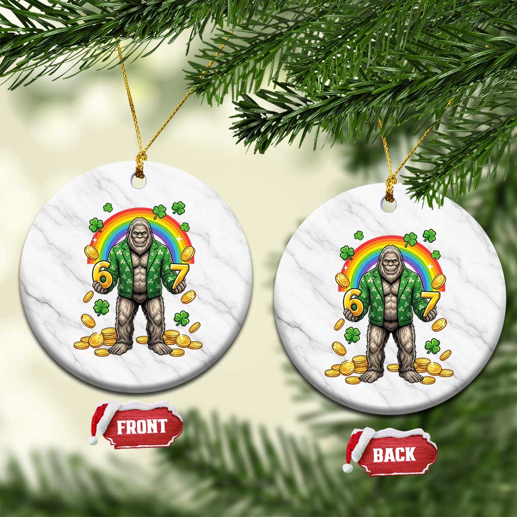 Bigfoot Six Seven Meme Ceramic Ornament Funny St Patricks Day Gift TS12 1pc White Marble Print Your Wear