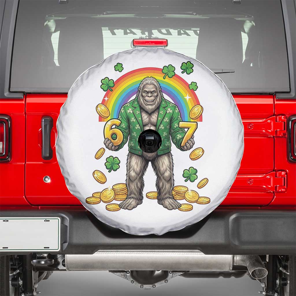Bigfoot Six Seven Meme Spare Tire Cover Funny St Patricks Day Gift TS12 White Print Your Wear