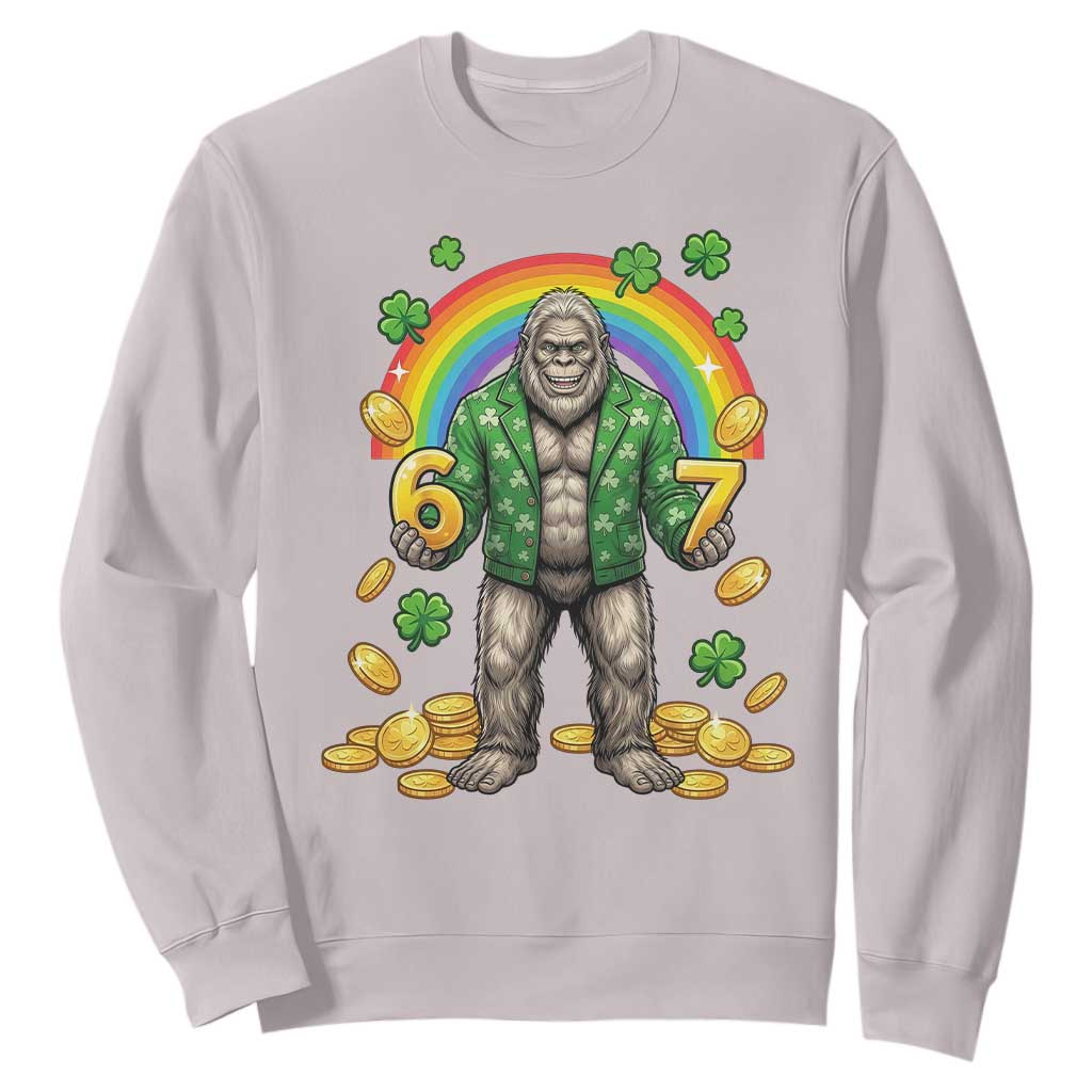 Bigfoot Six Seven Meme Sweatshirt Funny St Patricks Day Gift TS12 Ice Gray Print Your Wear