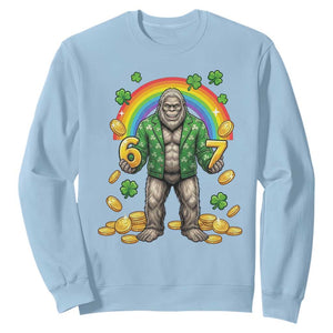 Bigfoot Six Seven Meme Sweatshirt Funny St Patricks Day Gift TS12 Light Blue Print Your Wear