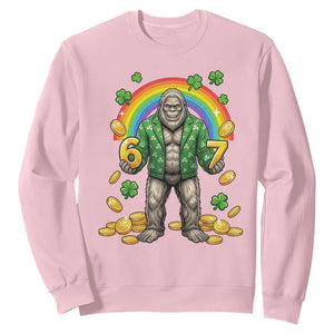 Bigfoot Six Seven Meme Sweatshirt Funny St Patricks Day Gift TS12 Light Pink Print Your Wear