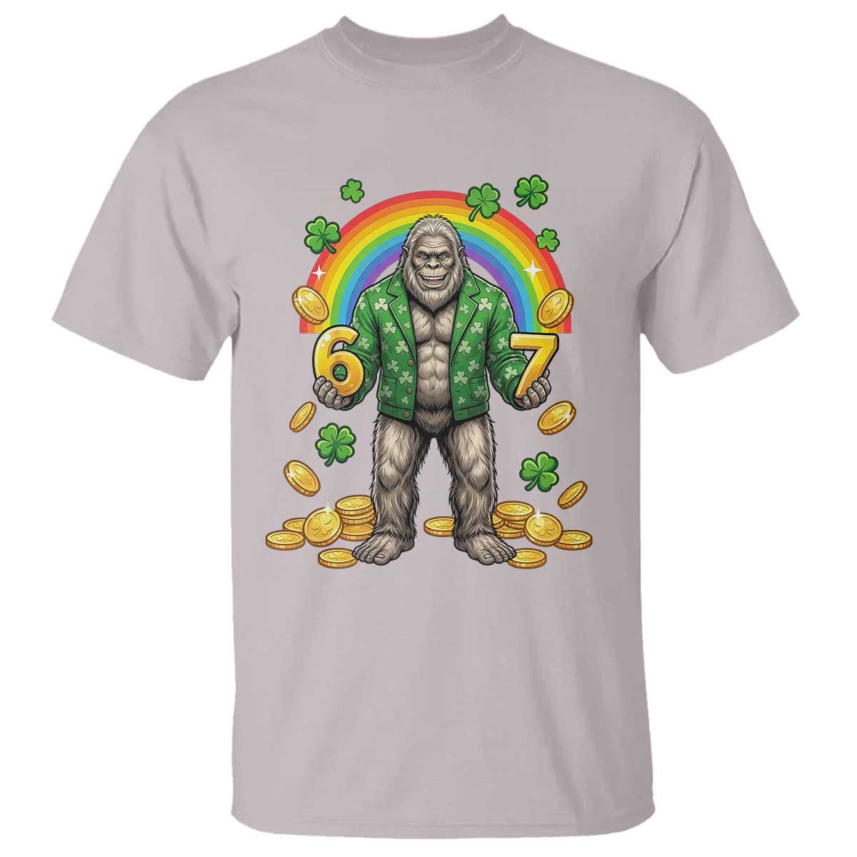 Bigfoot Six Seven Meme T Shirt Funny St Patricks Day Gift TS12 Ice Gray Print Your Wear