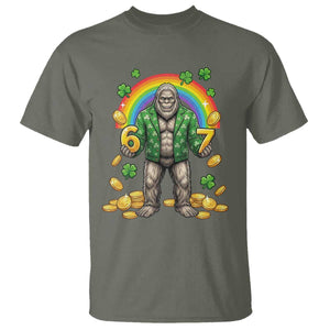 Bigfoot Six Seven Meme T Shirt Funny St Patricks Day Gift TS12 Military Green Print Your Wear