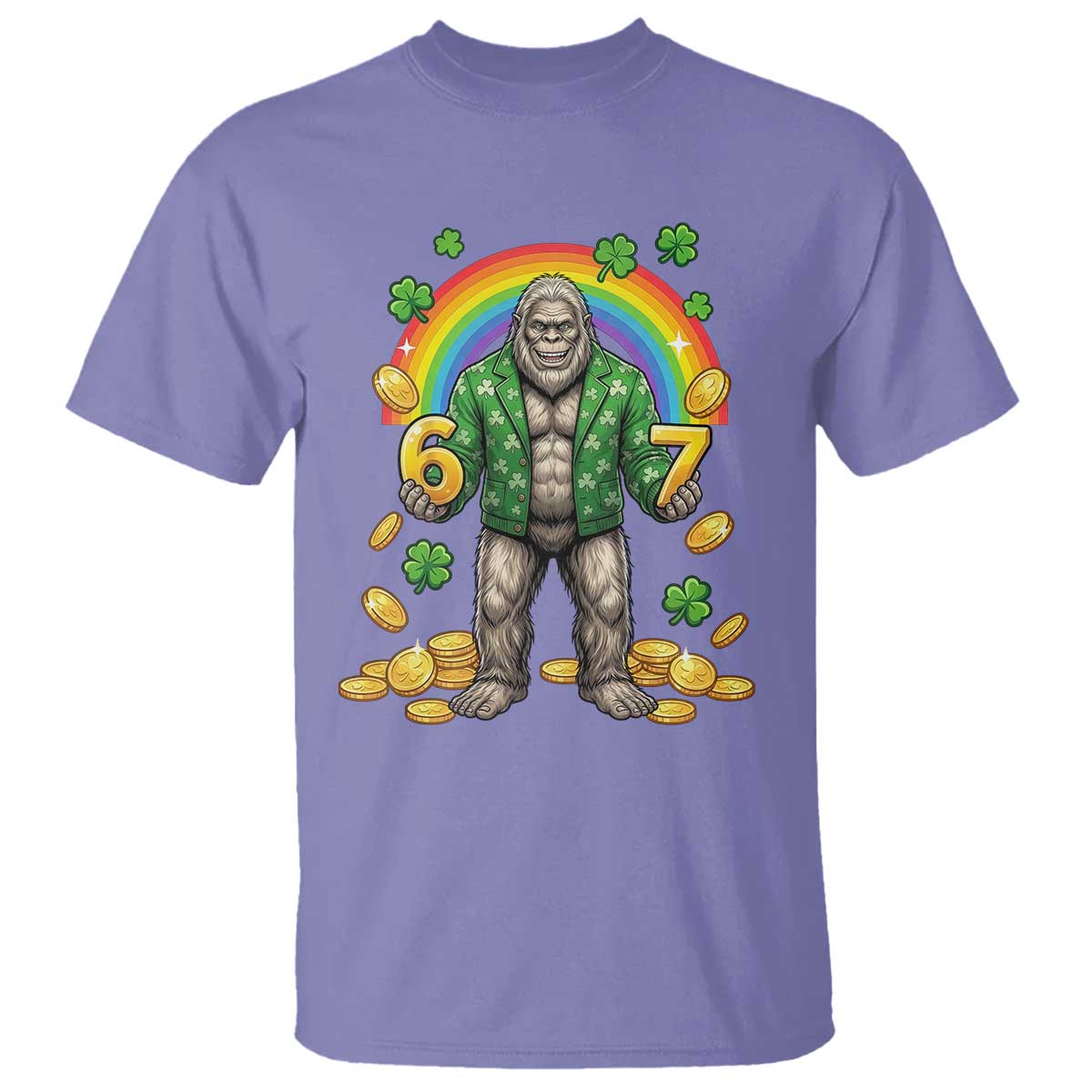 Bigfoot Six Seven Meme T Shirt Funny St Patricks Day Gift TS12 Violet Print Your Wear
