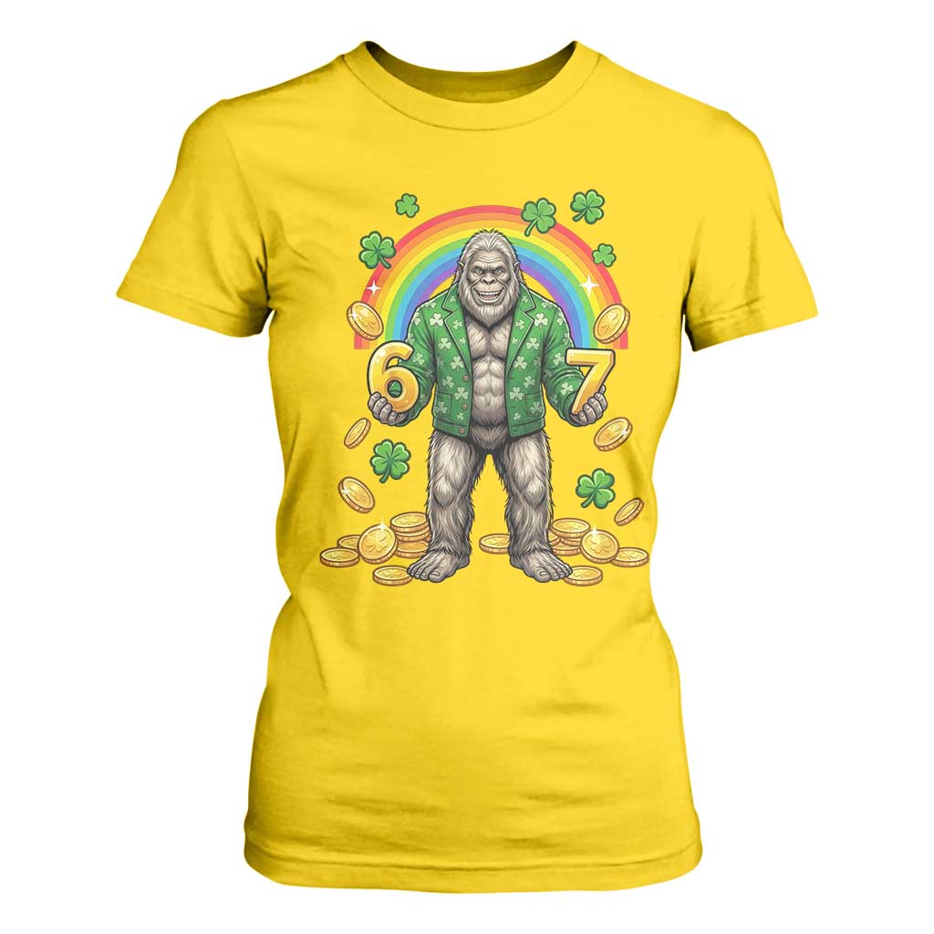 Bigfoot Six Seven Meme T Shirt For Women Funny St Patricks Day Gift TS12 Daisy Print Your Wear