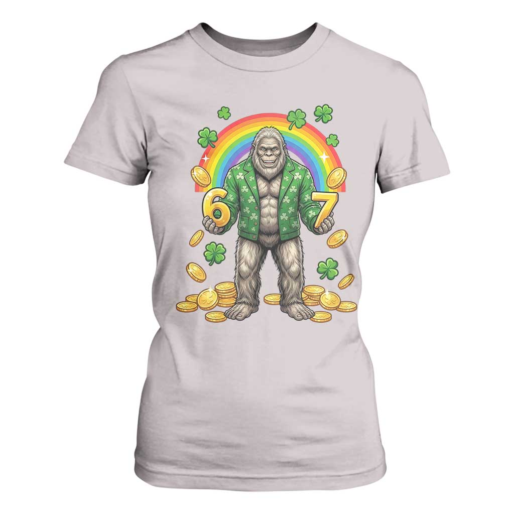 Bigfoot Six Seven Meme T Shirt For Women Funny St Patricks Day Gift TS12 Ice Gray Print Your Wear