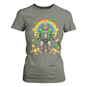 Bigfoot Six Seven Meme T Shirt For Women Funny St Patricks Day Gift TS12 Military Green Print Your Wear