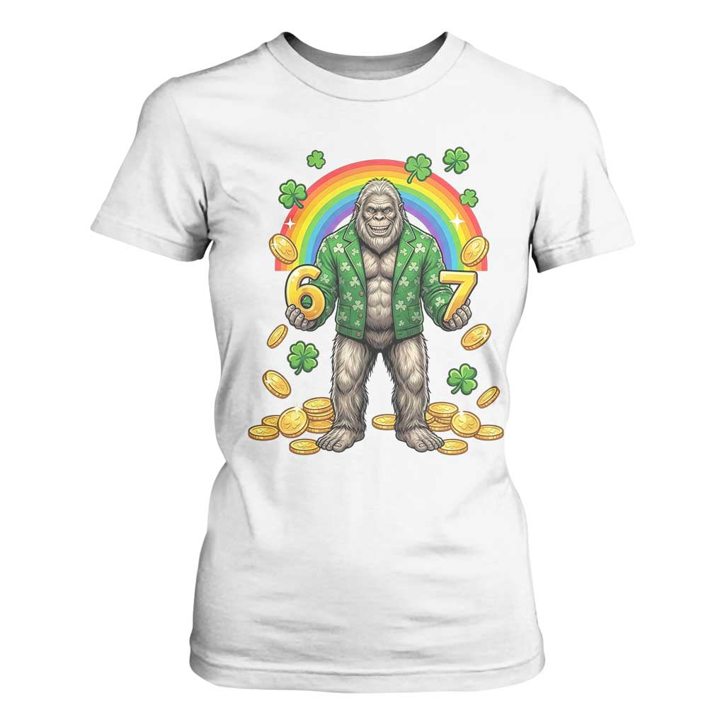 Bigfoot Six Seven Meme T Shirt For Women Funny St Patricks Day Gift TS12 White Print Your Wear
