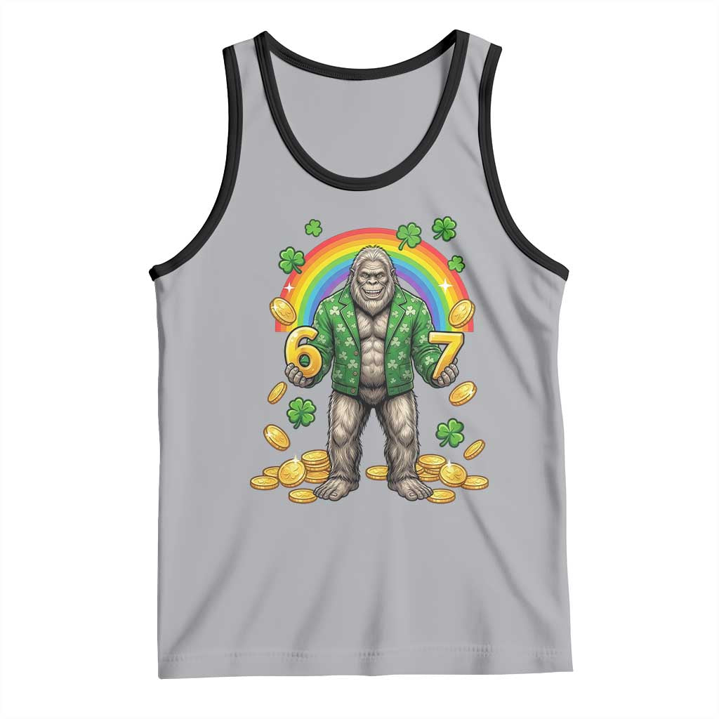 Bigfoot Six Seven Meme Tank Top Funny St Patricks Day Gift TS12 Athletic Heather Black Print Your Wear