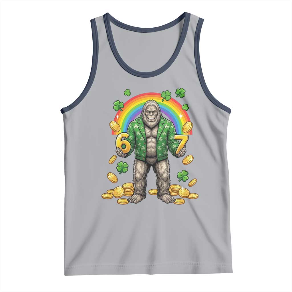 Bigfoot Six Seven Meme Tank Top Funny St Patricks Day Gift TS12 Athletic Heather Navy Print Your Wear
