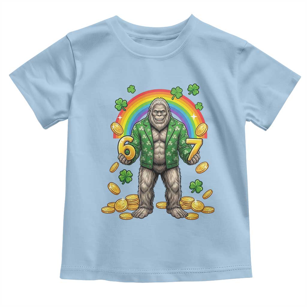 Bigfoot Six Seven Meme Toddler T Shirt Funny St Patricks Day Gift TS12 Light Blue Print Your Wear