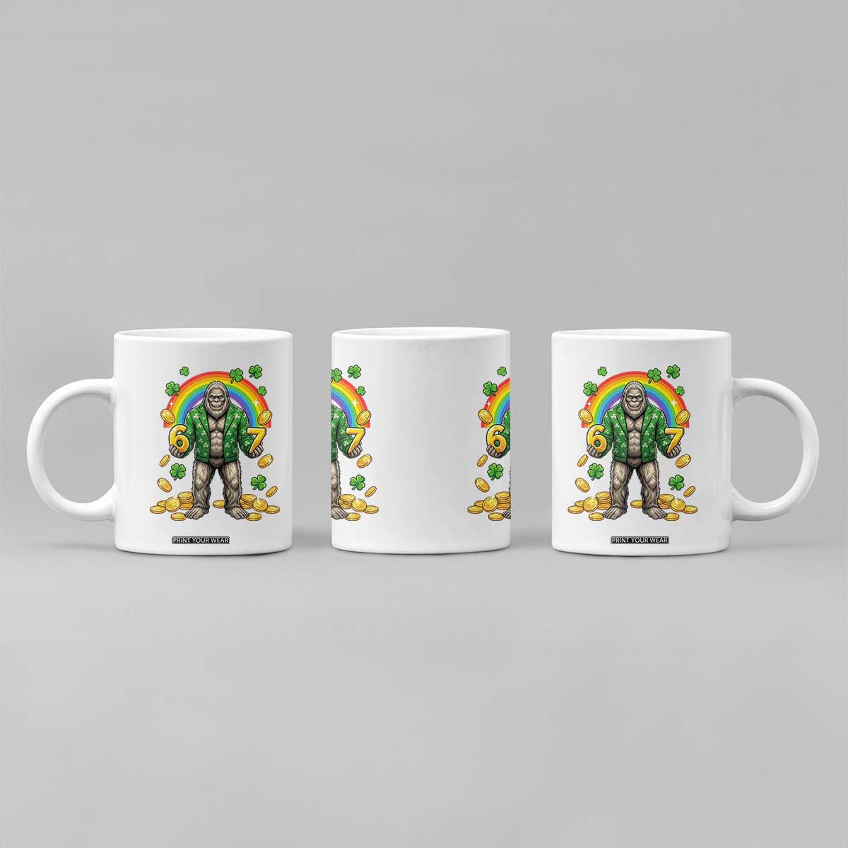 Bigfoot Six Seven Meme Coffee Mug Funny St Patricks Day Gift TS12 Print Your Wear