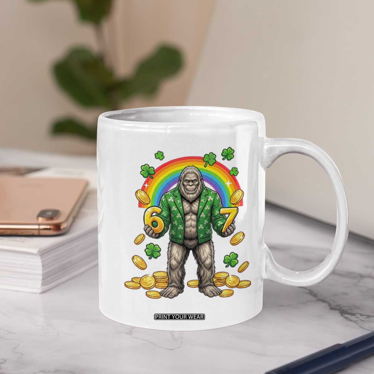 Bigfoot Six Seven Meme Coffee Mug Funny St Patricks Day Gift TS12 Print Your Wear