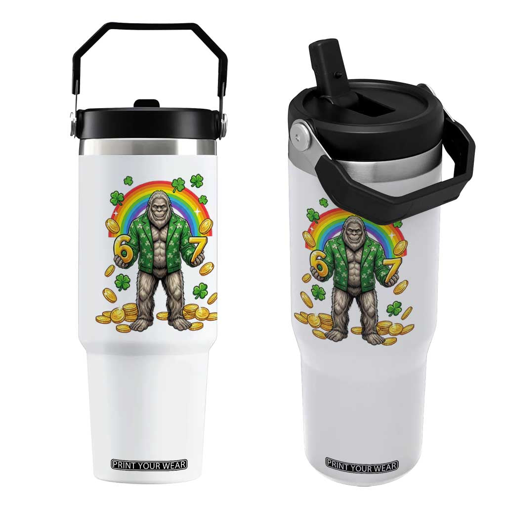Bigfoot Six Seven Meme Flip Straw Tumbler Funny St Patricks Day Gift TS12 One Size: 30 oz White Print Your Wear