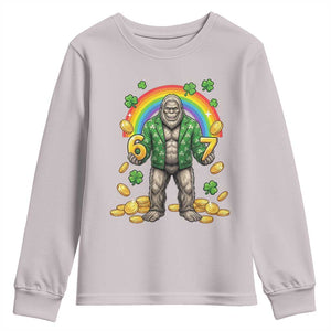 Bigfoot Six Seven Meme Youth Sweatshirt Funny St Patricks Day Gift TS12 Ice Gray Print Your Wear
