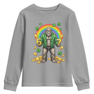 Bigfoot Six Seven Meme Youth Sweatshirt Funny St Patricks Day Gift TS12 Sport Gray Print Your Wear