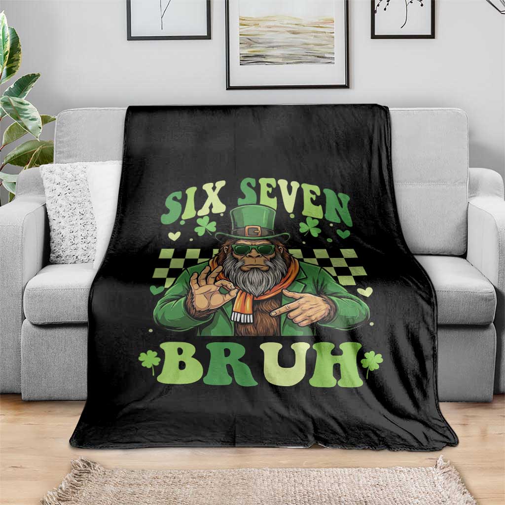 Bigfoot Six Seven Bruh Throw Blanket Gen Z Irish Gift TS12 Print Your Wear