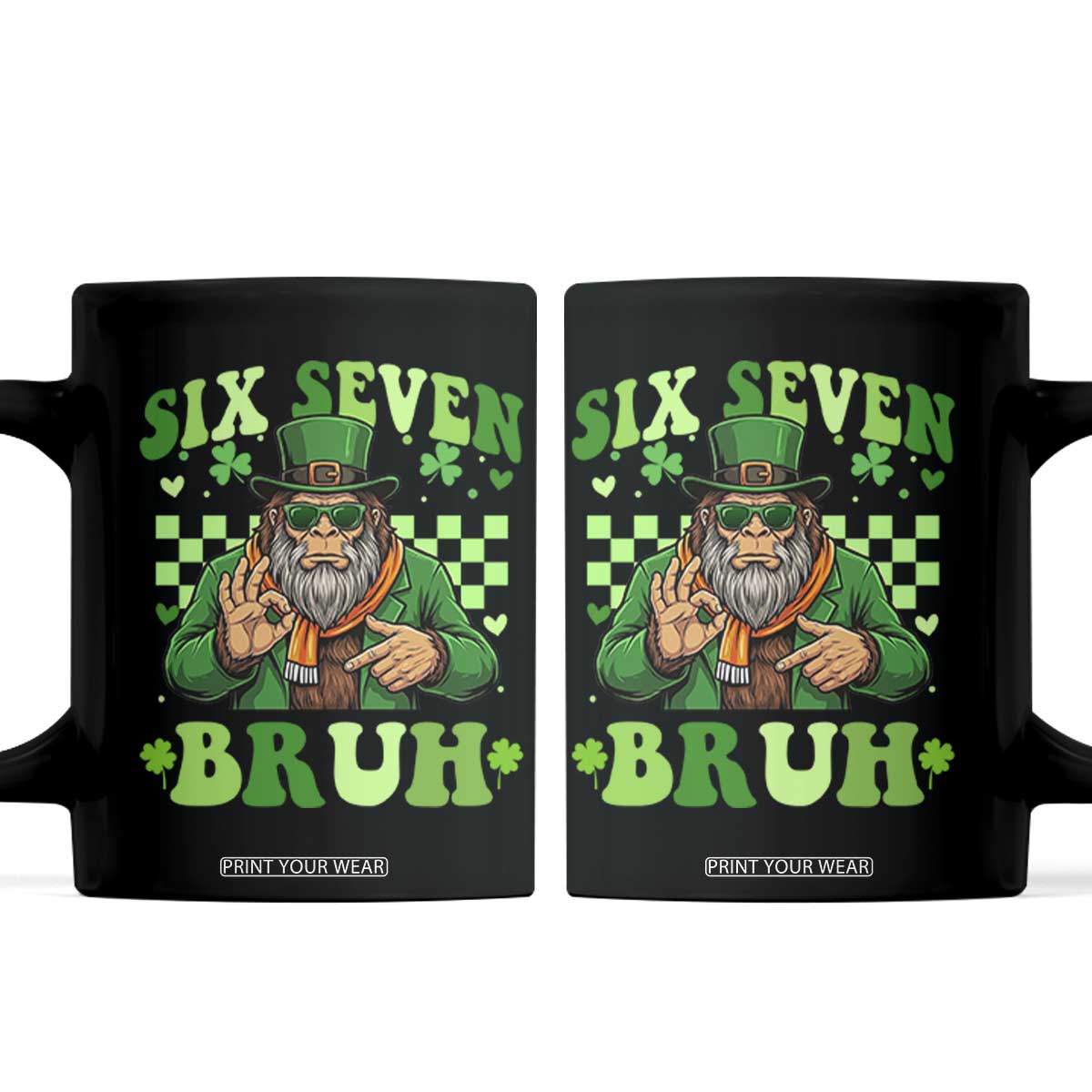 Bigfoot Six Seven Bruh Coffee Mug Gen Z Irish Gift TS12 Black Print Your Wear