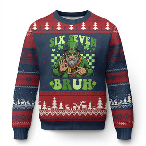 Bigfoot Six Seven Bruh Ugly Christmas Sweater Gen Z Irish Gift TS12 Navy Red Print Your Wear