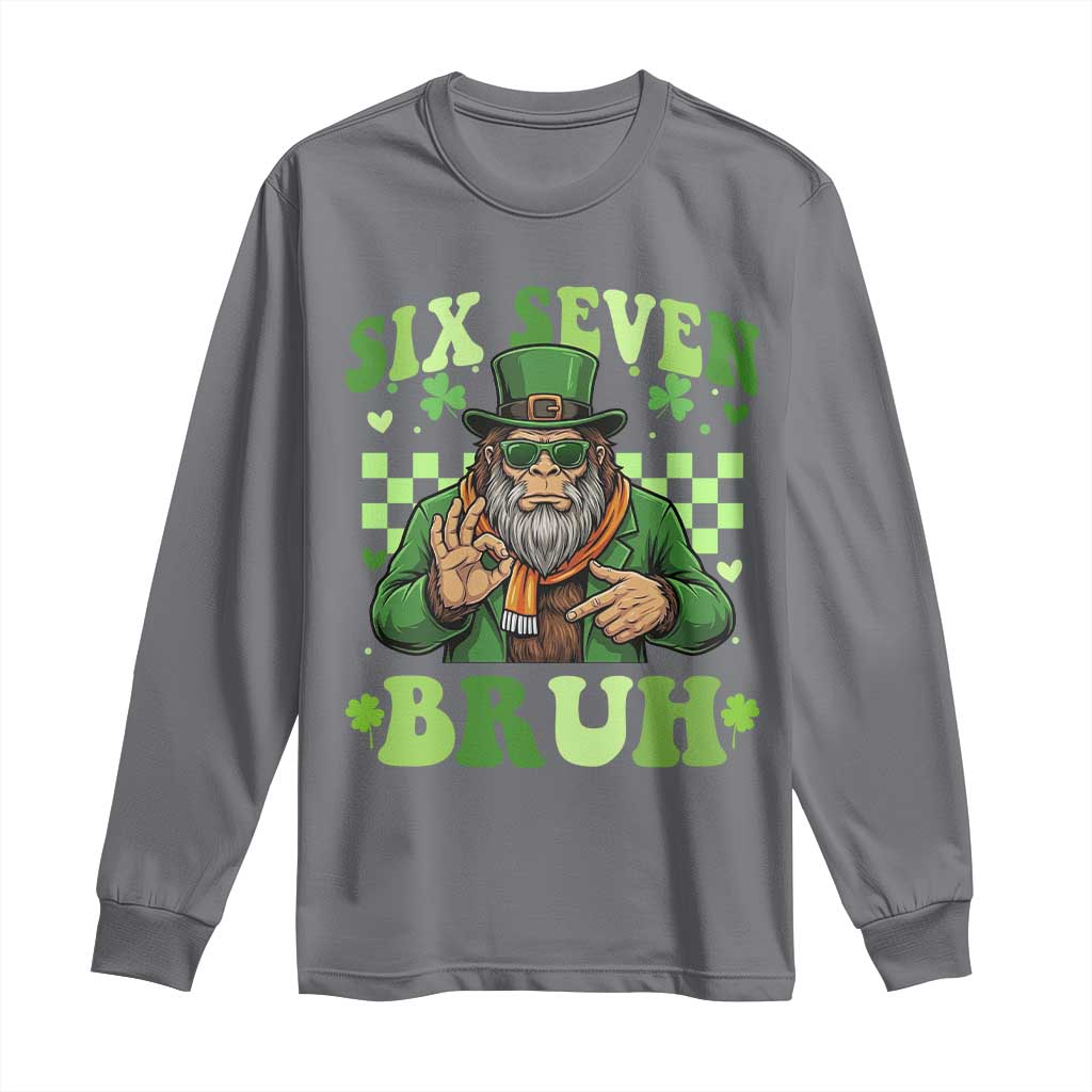 Bigfoot Six Seven Bruh Long Sleeve Shirt Gen Z Irish Gift TS12 Charcoal Print Your Wear