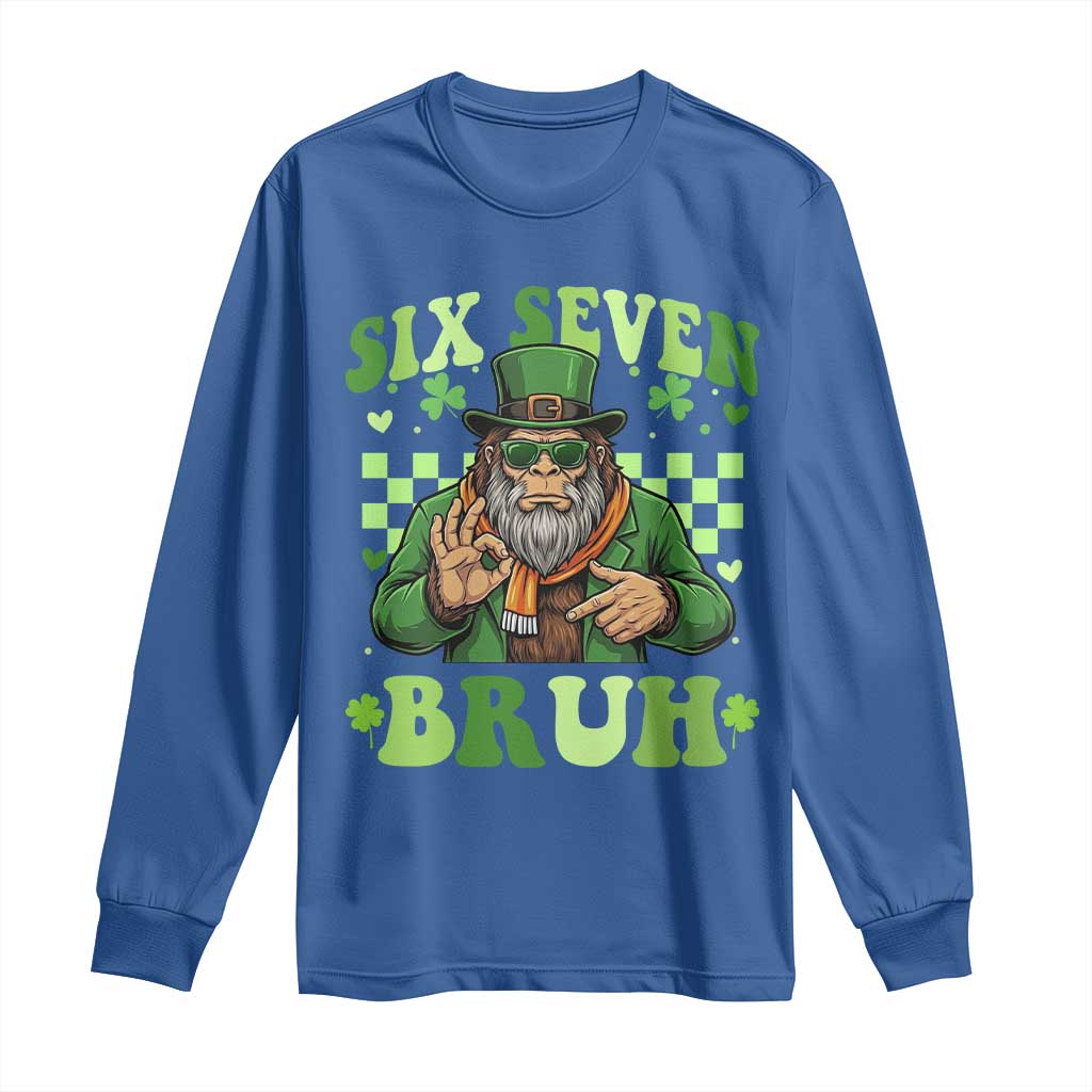 Bigfoot Six Seven Bruh Long Sleeve Shirt Gen Z Irish Gift TS12 Royal Blue Print Your Wear