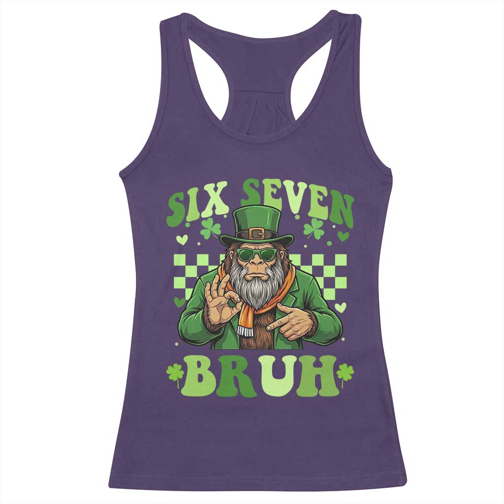 Bigfoot Six Seven Bruh Racerback Tank Top Gen Z Irish Gift TS12 Purple Print Your Wear