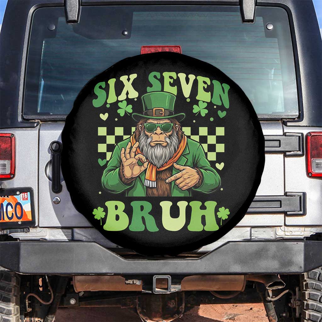 Bigfoot Six Seven Bruh Spare Tire Cover Gen Z Irish Gift TS12 No hole Black Print Your Wear