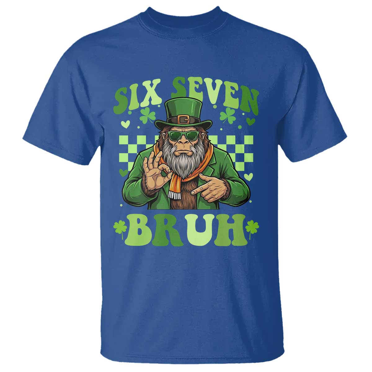 Bigfoot Six Seven Bruh T Shirt Gen Z Irish Gift TS12 Royal Blue Print Your Wear