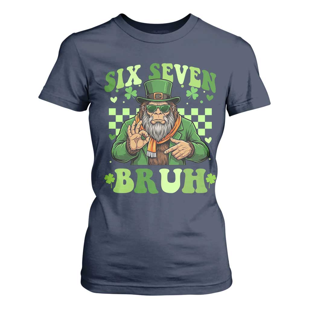 Bigfoot Six Seven Bruh T Shirt For Women Gen Z Irish Gift TS12 Navy Print Your Wear